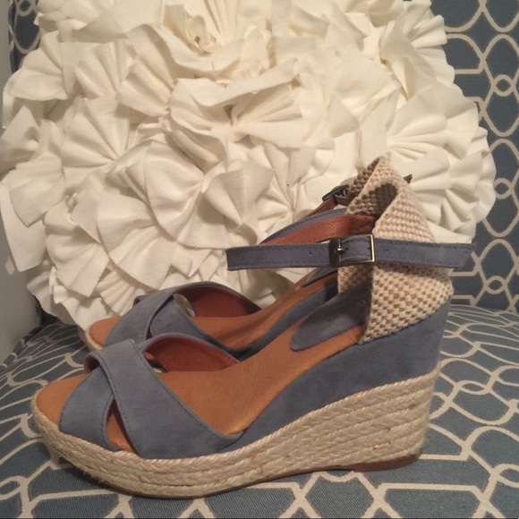Blue Summer Wedge Sandals - Picture 2 of 5